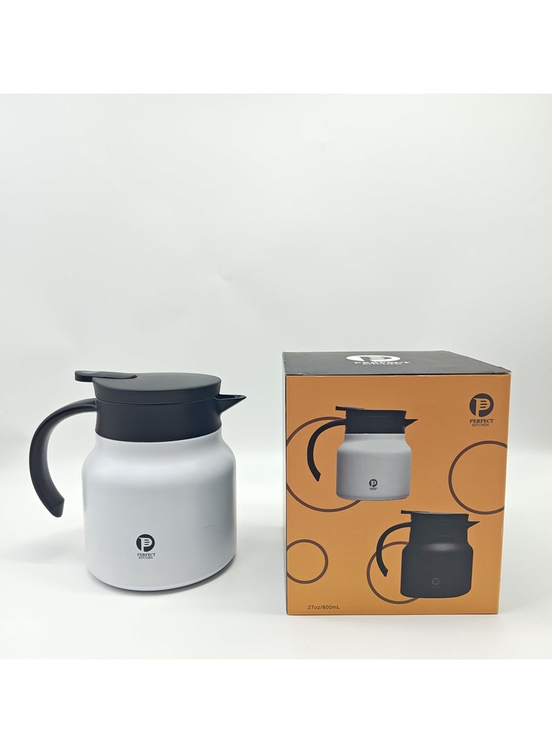 بيرفكت كيتشن ترمس شاي و قهوة حافظ للحرارة  حتى 12 ساعه 800 مل لون ابيض - Image 3